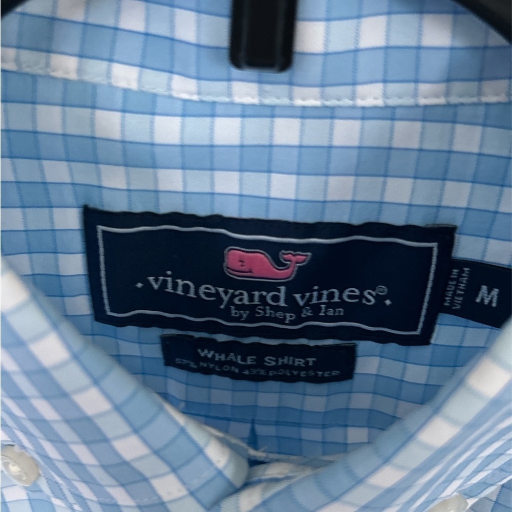 Vineyard Vines Performance Lemon Shark Gingham Featherweight Shirt Blue Size M - Picture 4 of 6